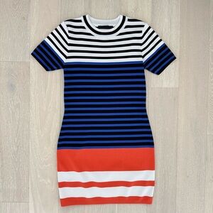Alexander Wang Engineer Stripe Short Sleeve Body Con Dress - Size XS